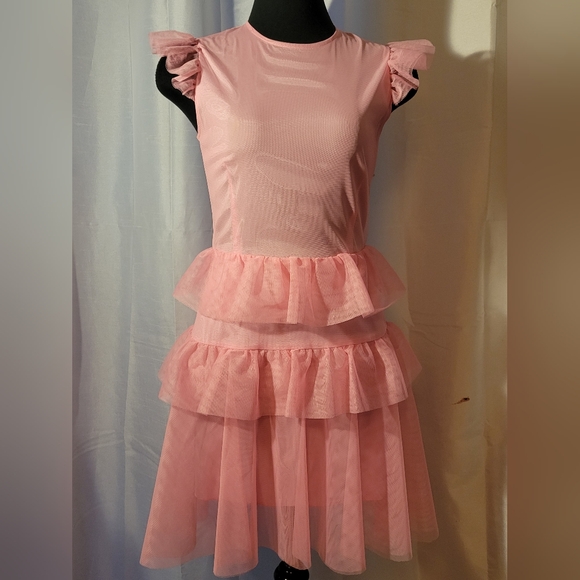 EWA HERZOG Designer Pink Multi Layer Tulle Dress Final Discount - Picture 6 of 12